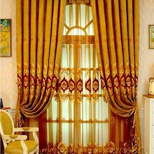 Beautiful Embroidered Luxury Living Room Curtains 4 Pieces Sets High Quality